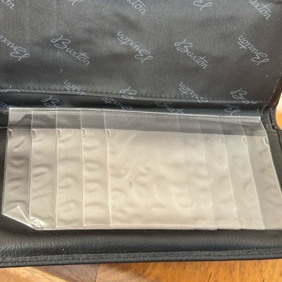 Buxton Genuine Leather Fold Over Wallet Black With Hasi Hato Japanese Snap - Picture 7 of 8